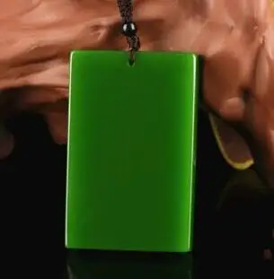 

Natural Green Hand-carved Chinese Hetian Jade Brand Pendant + Rope Necklace