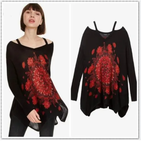 Impresso blusas bordadas de Graus, Espanha xs-xl