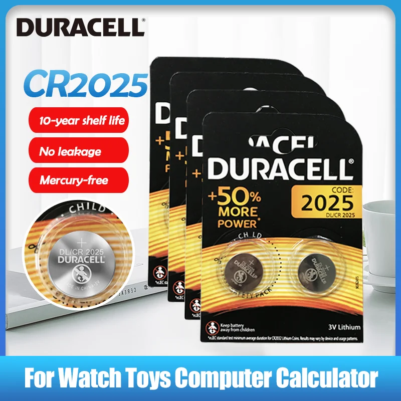 Набор кнопочных батарей Duracell CR2025 DL2025 DLCR 2025 8 шт. Литиевые Батарейки 3 в для часов