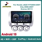 Автомобильная Мультимедийная система, автомагнитола 10 дюймов для Honda JAZZ FIT 2004-2007City 2006-2007Everus 2011 + Carplay Auto 4G Sim WiFi DSP RDS, с GPS