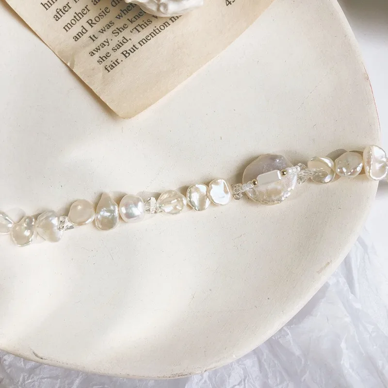 Простой стильный плоский жемчужный браслет из ракушек женская бижутерия ручной
