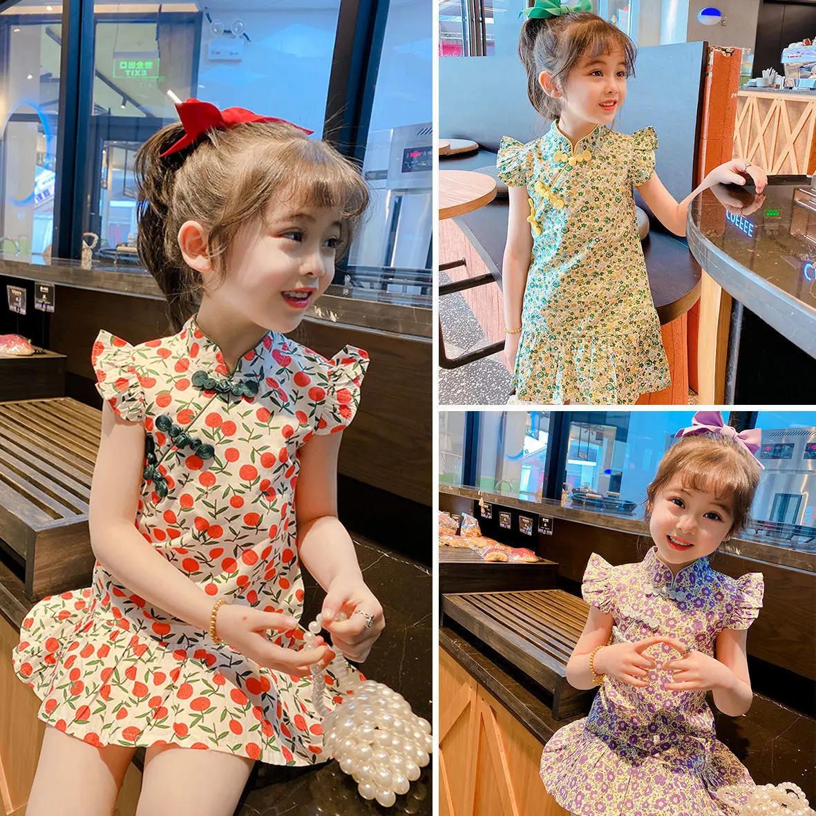 

Summer Dresses Styles Chinese Cheongsams For Girls Improved Traditional Dress For Children Tang Suit Baby Costumes 2021