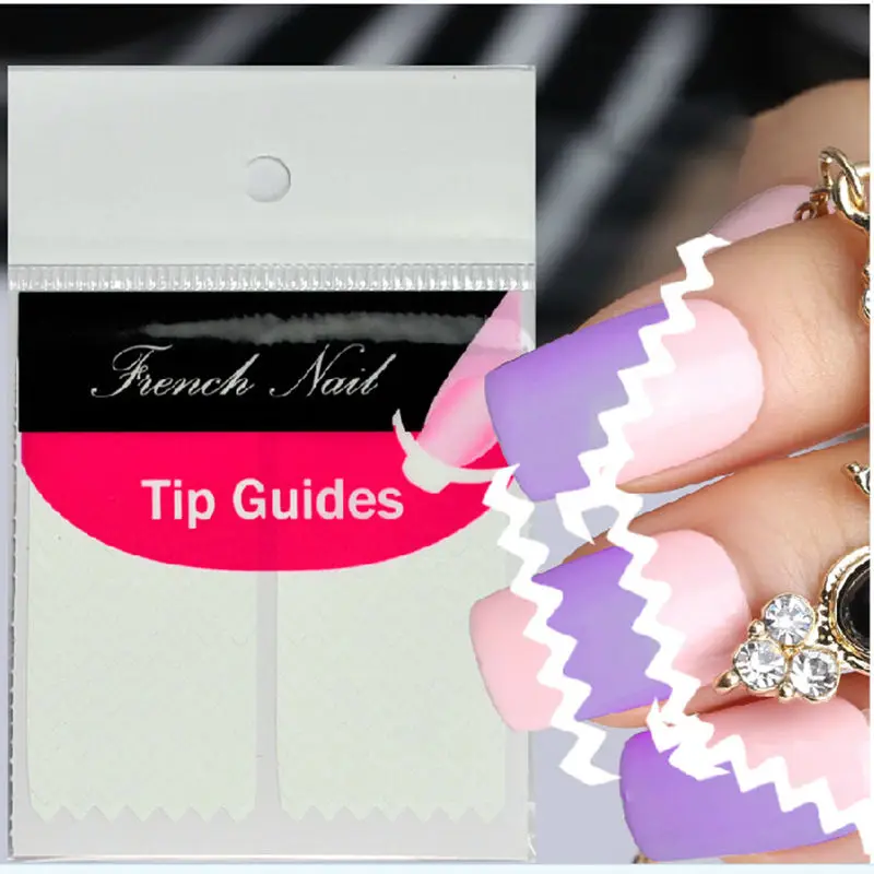 

Designer 2 Sheet Creative French Manicure Wave Edge Tip Guides Nail Art Sticker