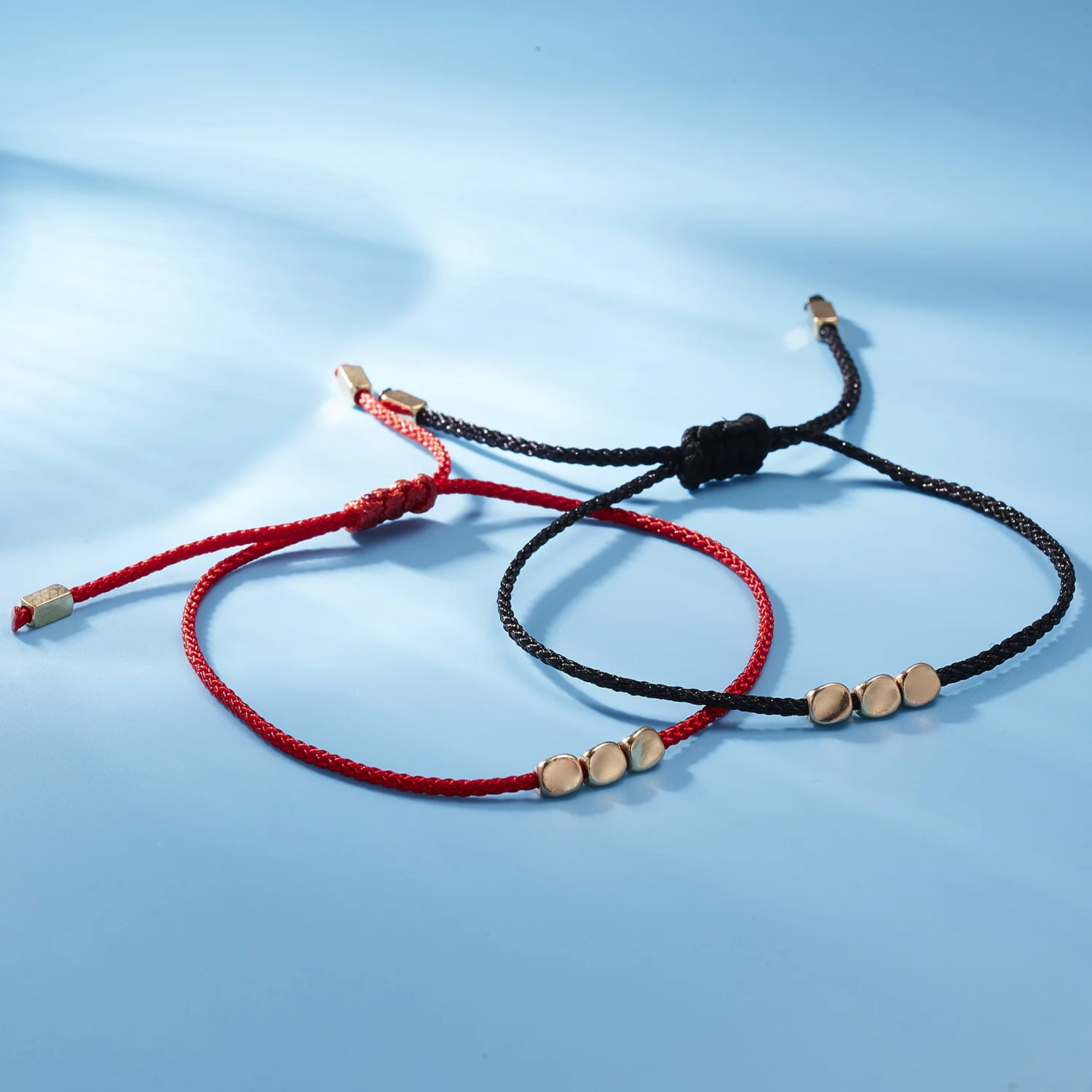

Tibetan Buddhist Creative Beaded Bracelets For Women Men Irregular Copper Beads Red Black Rope Pulling Handmade Braided Bracelet