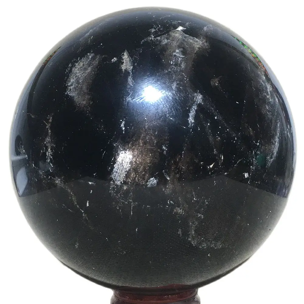 

Natural Black Crystals Ball Chakra Treatment Gemstones Ornament For Home Wedding Decoration Globe Reiki Healing Quartz Sphere