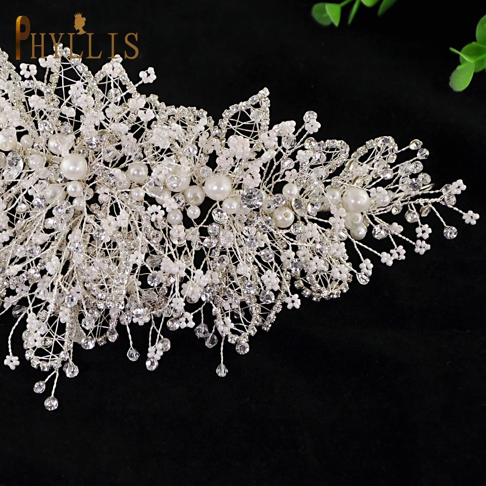 

PHYLLIS AS245 Silver Rhinestone Headbands Wedding Tiaras Headwear Jewerly Set Hair Crystal Headpieces Bride Tiaras Earring