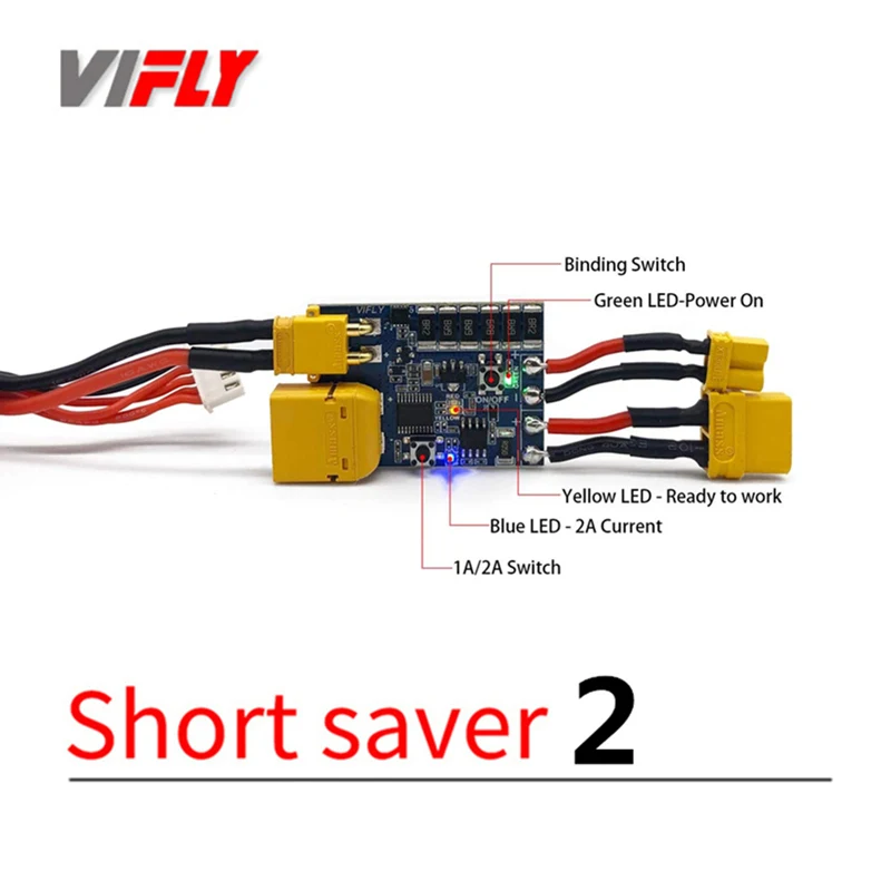 VIFLY-Interruptor de bot&oacute;n de encendido para evitar cortocircuitos, dispositivo electr&oacute;nico para evitar sobrecorriente, 2-6S, XT30, TX60-0