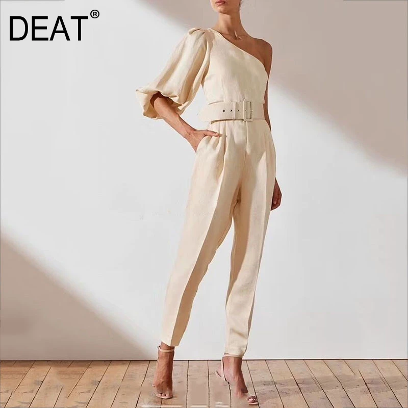 Женский комбинезон с рукавами фонариками DEAT полной длины квадратным воротником