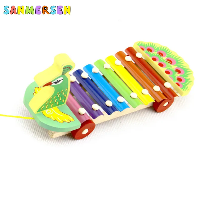 Детские музыкальные игрушки 2 в 1 деревянные детские 3D Животные ручное пианино