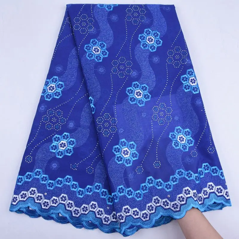 

Royal Blue African Swiss Voile Lace In Switzerland Swiss Dry Cotton Laces Fabrics With Stones For Nigerian Dress Sewing S1746