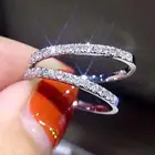 Женское кольцо из серебра 925 пробы, со сверкающими бриллиантами