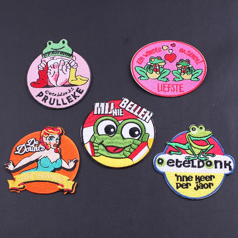

Oeteldonk Emblem Netherlands Frog Ironing Applications Patches for Clothing Embroidery Iron on Letters Custom Patches for Jacket