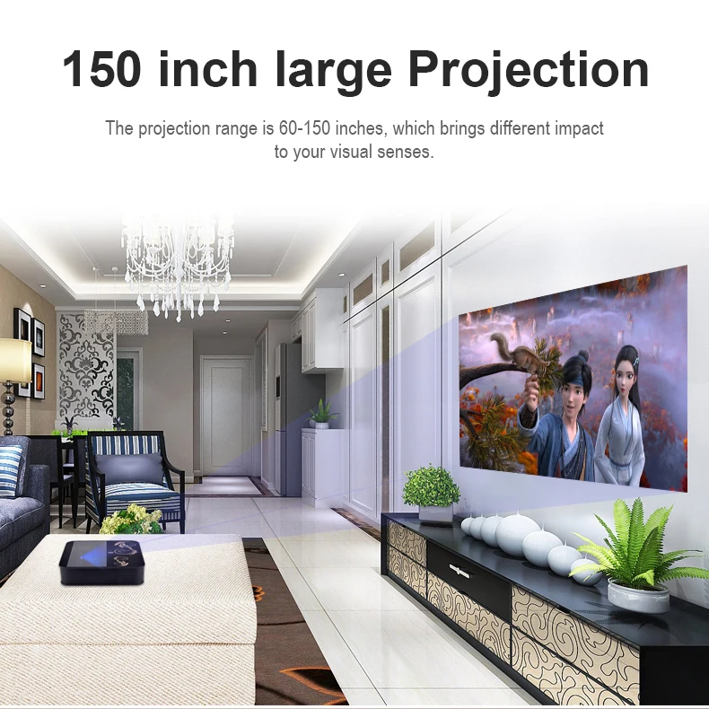 Большой сенсорный проектор экран 150 дюймов Android Wi-Fi Bluetooth HD домашний кинотеатр