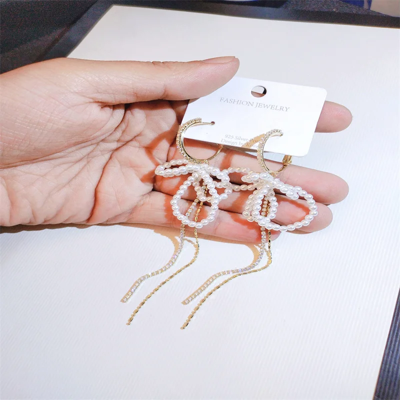 

Milangirl 2021 Trendy Geometric Circle Dangle Earrings Simulated Pearl Crystal Tassle Earrings Fashion Jewelry for Women Girl