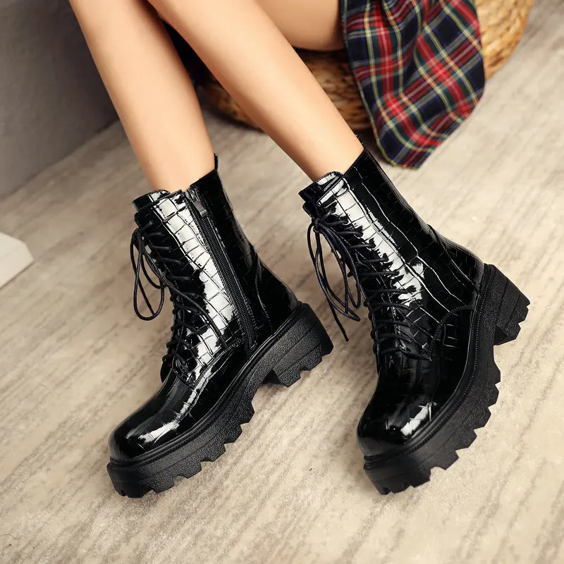 

Женские короткие сапоги, Осень-зима 2021, теплая женская обувь с перекрестной шнуровкой, модные удобные сапоги на низком каблуке с узором из к...