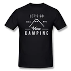 Let's Go Yuru Campingчерная футболка для кемпинга, футболка с коротким рукавом