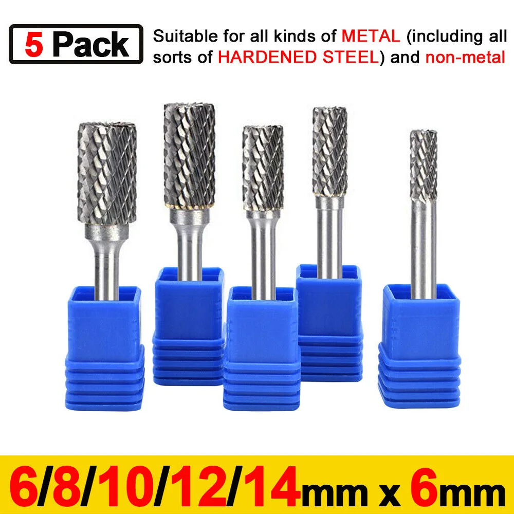 

New Arrival 5 PCS Tungsten Carbide Rotary Tool Double Cut Solid 6-14mm Rotary Drill Bits Kit With High Quality