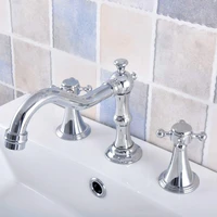 polished chrome brass deck mounted dual handles widespread bathroom 3 holes basin faucet mixer water taps mnf541