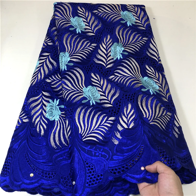 

Royal Blue Swiss Voile Lace 100%Cotton Swiss Lace Fabric For Women Dress