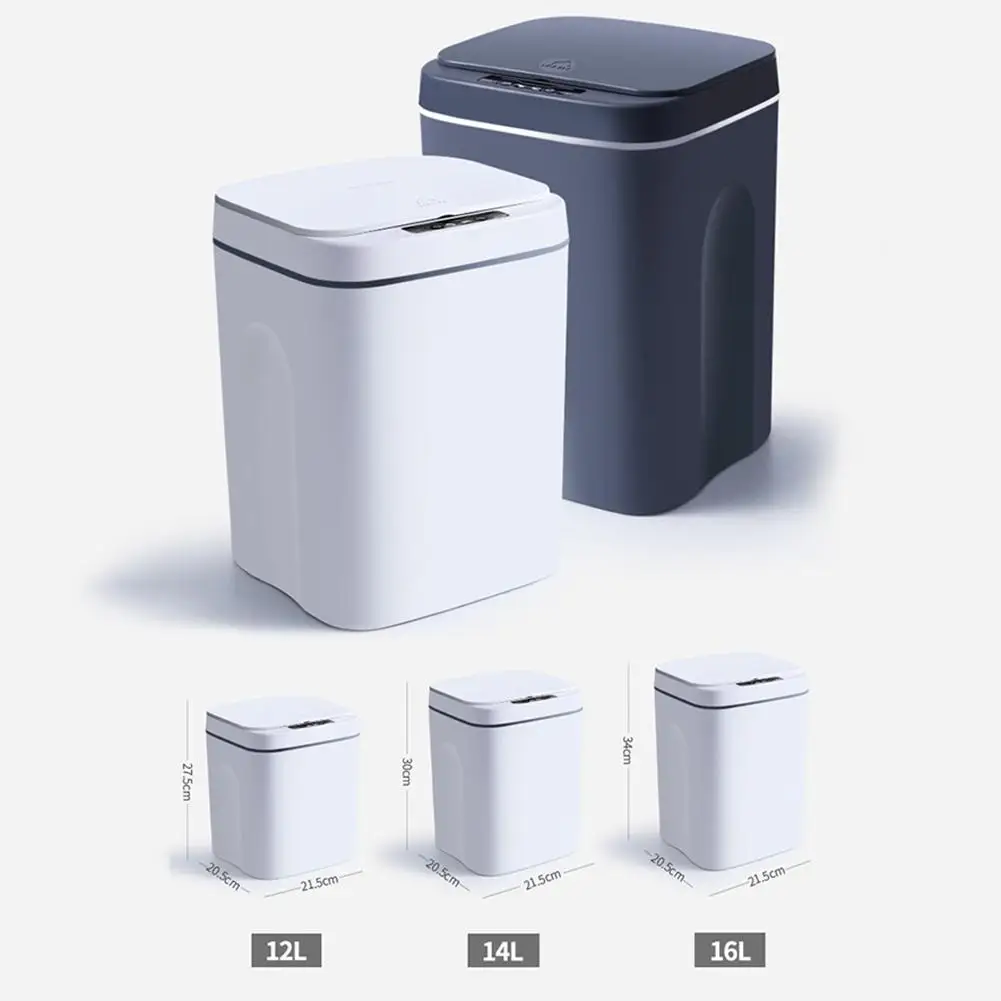 

12/14/16L Automatic Smart Infrared Motion Sensor Rubbish Waste Bin With Cover Kitchen Trash Can Garbage Bins For Home Room
