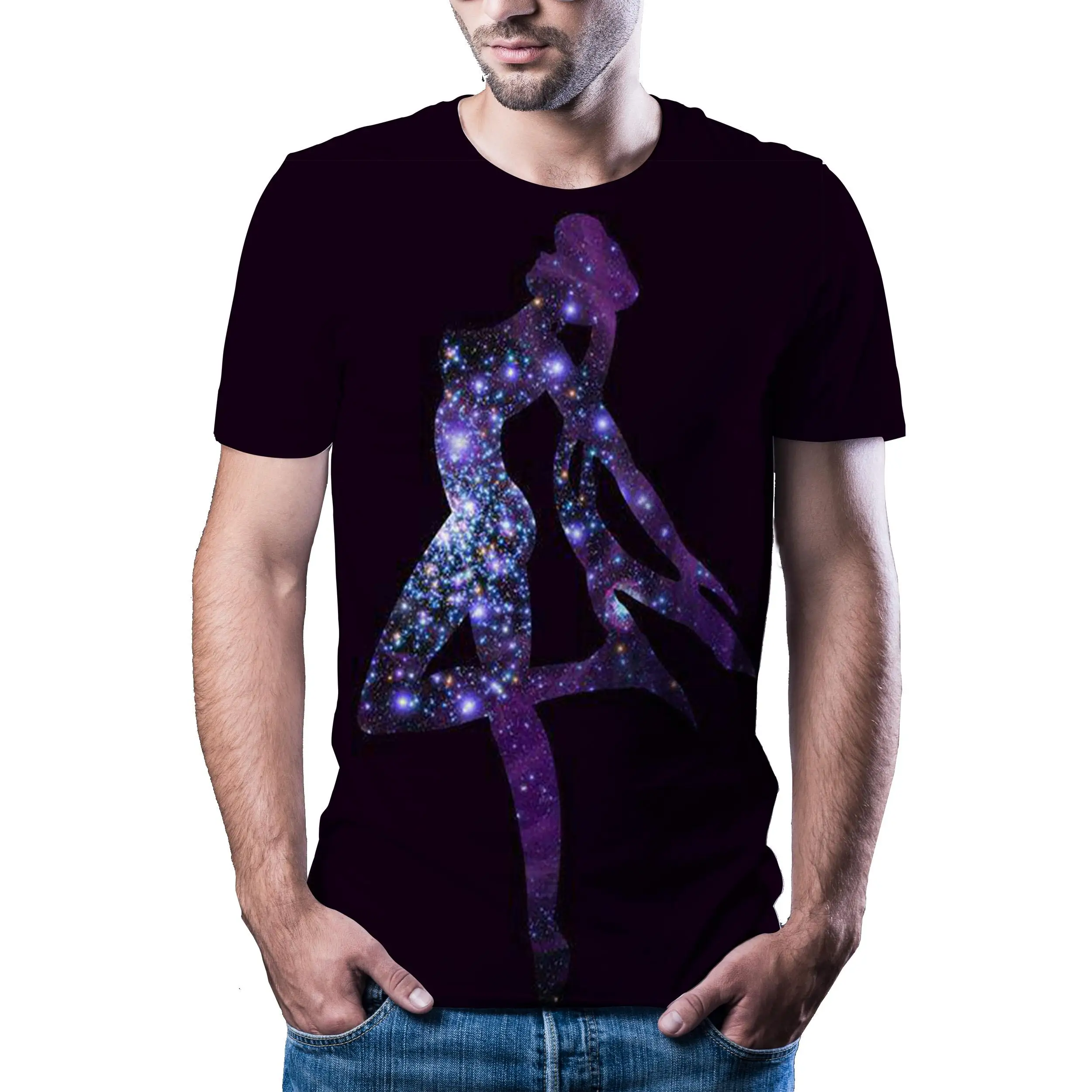 Космической галактики 3D Футболка с короткими рукавами принтом Летнее стильное