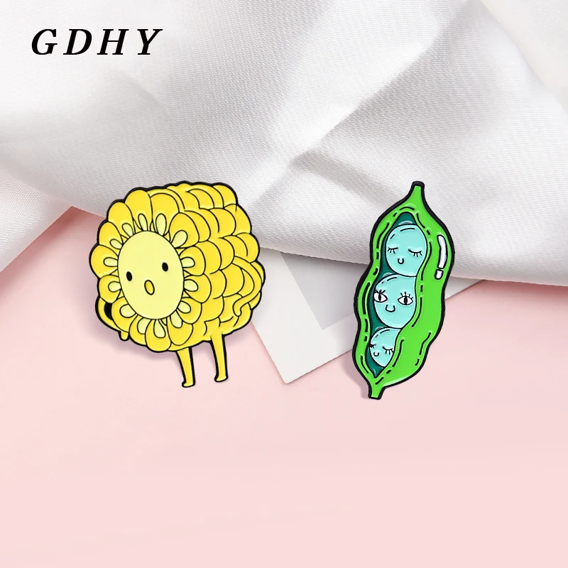 Милые Броши GDHY в виде зеленых Горохов капсул кукурузы Детские растений овощей