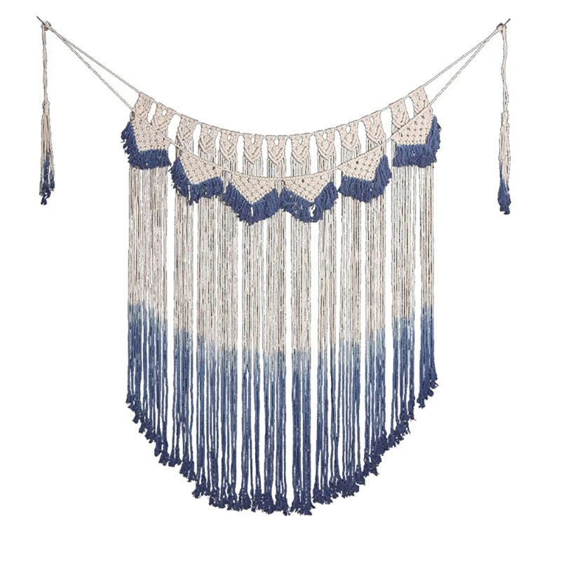 

Boho Macrame Wall Hanging, Wide Curtain Fringe Banner Bohemian Wall Decor, Hand Woven Wedding Home Backdrop Decoration