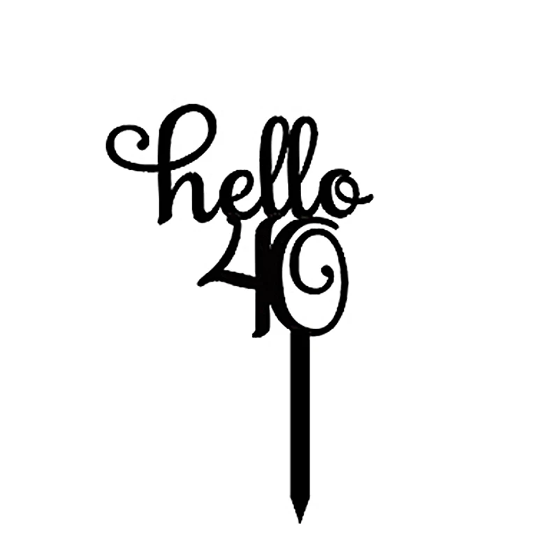 Новый черный Hello 16 18 21 30 40 ручной работы Топпер для торта С Днем Рождения юбилея