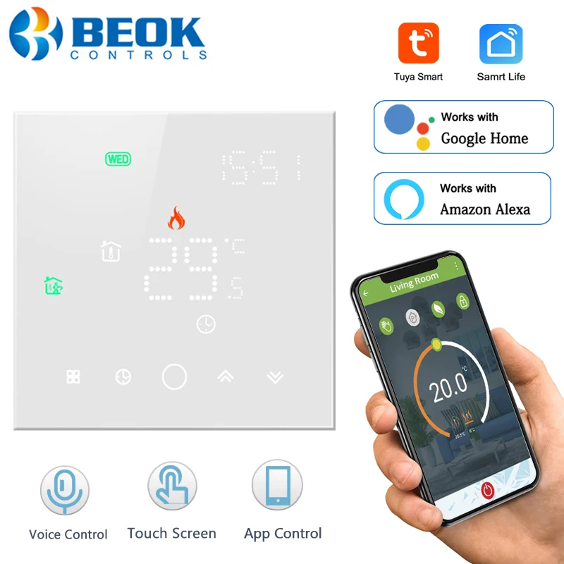 

Beok Wifi Thermostat For Gas Boiler Smart Thermotato Heating Temperature Controller Regulator Works With Tuya Google Home Alexa