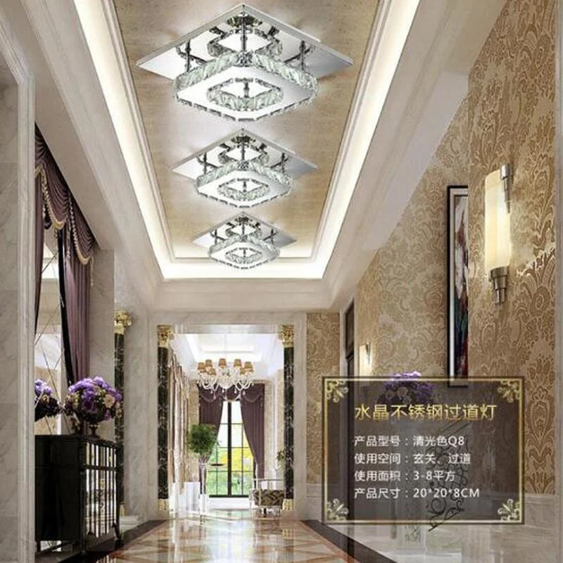 Квадратный светодиодный хрустальная люстра светильник для прохода веранда
