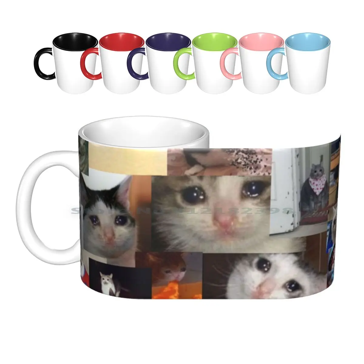 

Crying Cat Ceramic Mugs Coffee Cups Milk Tea Mug Crying Cat Meme Creative Trending Vintage Gift Bottle Cup