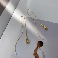 new geometric water drop cylindrical chain earrings french contracted temperament web celebrity fashion temperament ear line