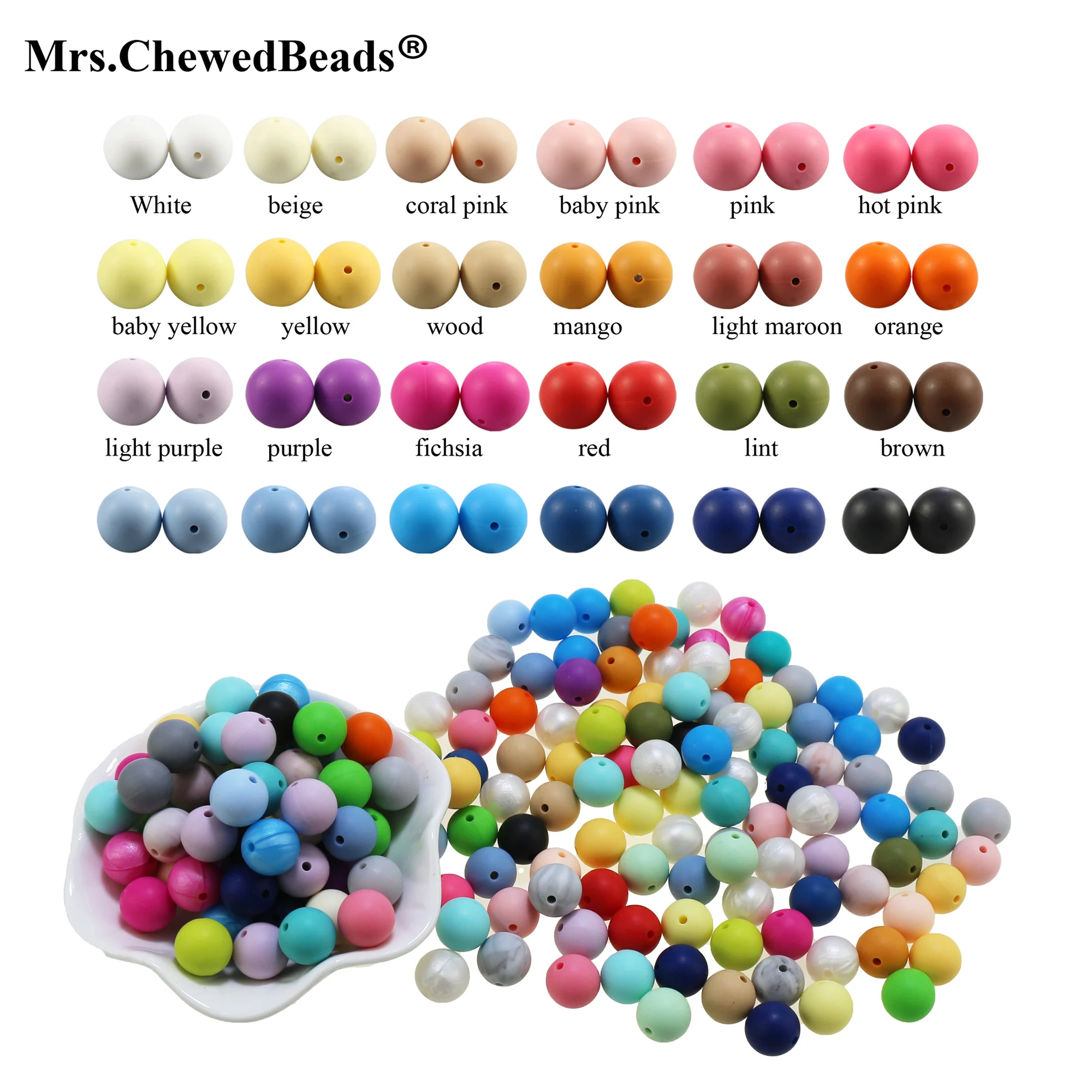 

100pc 10mm 12mm 15mm Loose Silicone Beads for Teething Necklace baby Beads For chew Teether BPA free Loose Beads teether