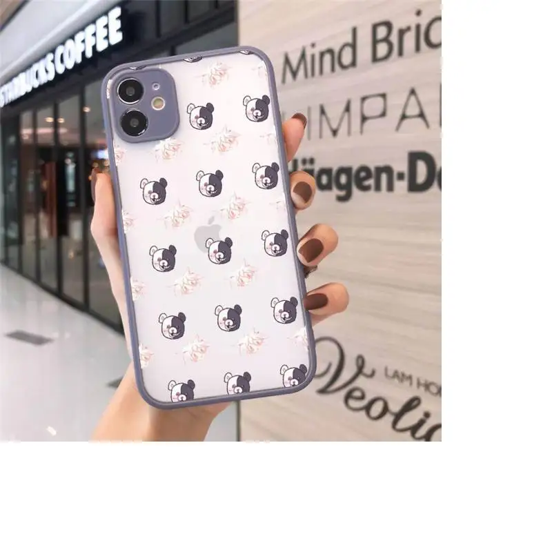 

Black white bear printing Phone Case Matte Transparent for iPhone 7 8 11 12 s mini pro X XS XR MAX Plus cover funda
