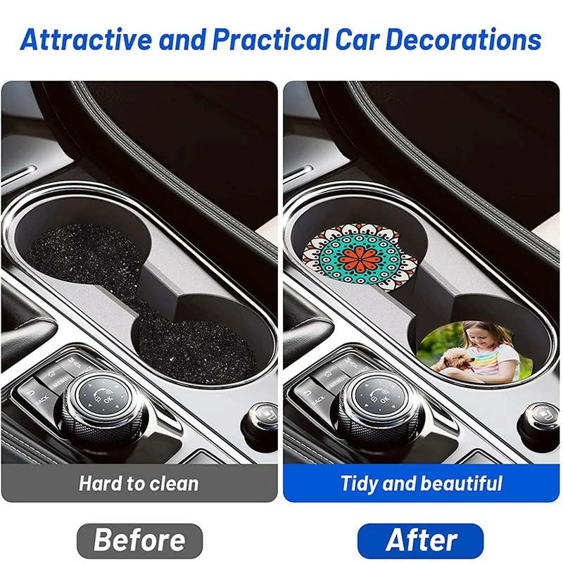 60 Pcs Of Sublimation Blank Car Coaster DIY Craft Hot Pressing Cup Holder For Beverage Water Absorption Auto Parts |