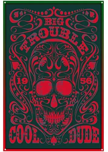 

Original Retro Design Big Trouble Cool Dude Tin Metal Signs Wall Art | Thick Tinplate Print Poster Wall Decoration