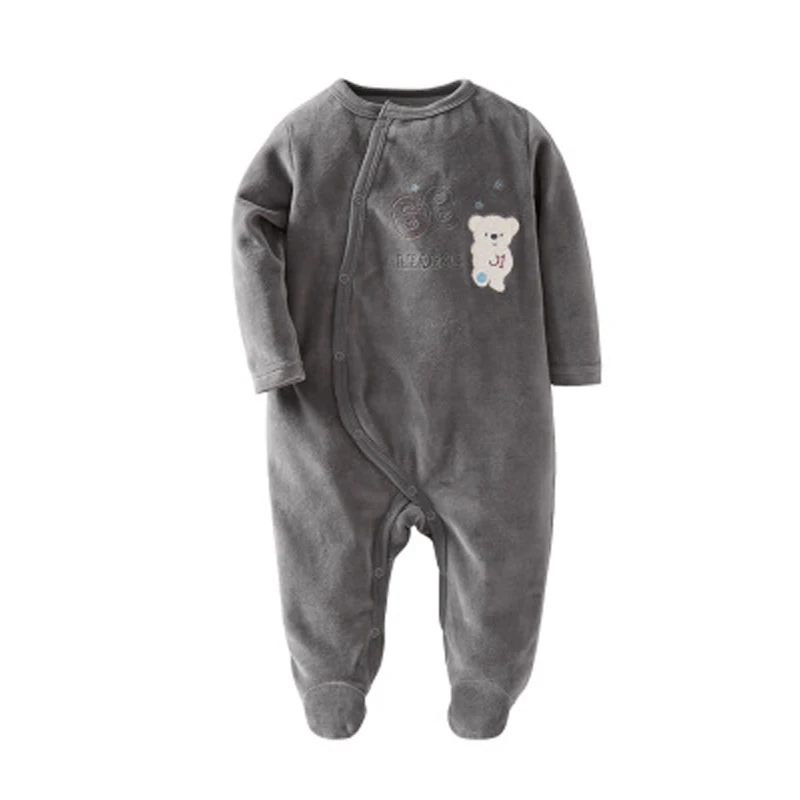 Пижама с пуговицами для маленьких мальчиков Мягкие вельветовые тапочки детей 6-18