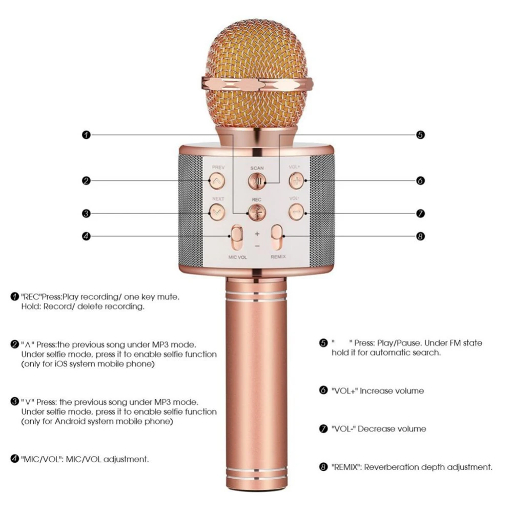 WS 858 wireless microphone professional condenser karaoke mic bluetooth stand radio mikrofon studio recording studio WS858