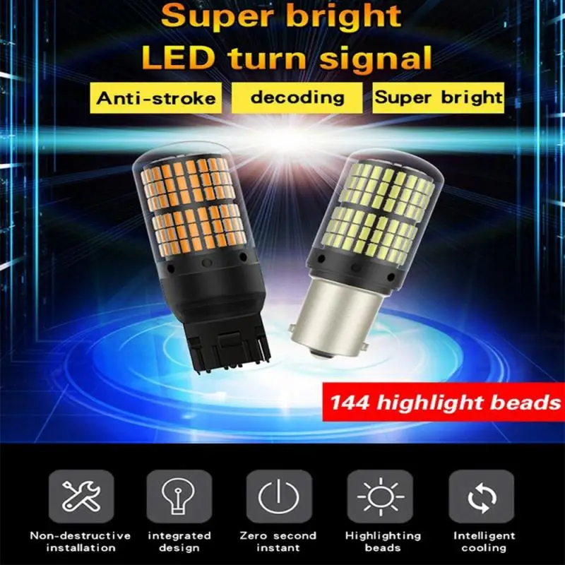 Сверхъяркая автомобильная светодиодная лампа T20 7440 W21W 3014 144 Smd