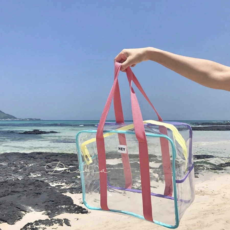 PVC Transparent Handbags Women Summer Large Capacity Shoulder Bags Plastic Beach Tote Waterproof Women's Bag Casual Jelly Purse
