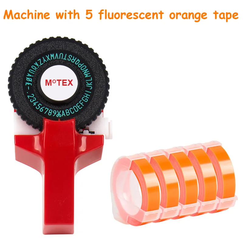 Красный цвет MoTex E101 принтер мини DIY Ручная Совместимость для dymo 3D тиснение ручная лента ручная машинка надпись машина - Цвет: machine add 5 tape