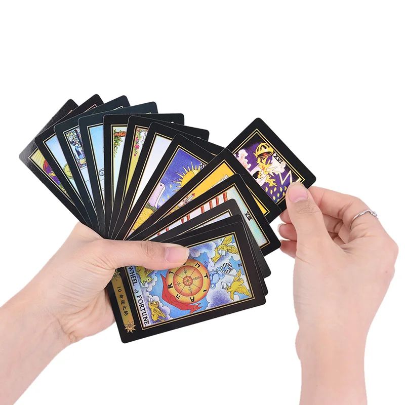 Juego de cartas de Tarot hologr&aacute;ficas para mujer, juego de mesa de Tarot brillante, versi&oacute;n en Ingl&eacute;s/chino-1