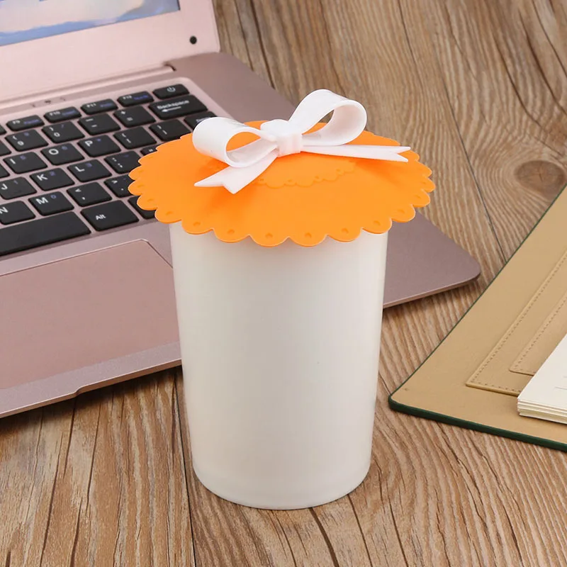 Милый лук кружева воды питьевой чашки крышки многоразовые силиконовые анти пыли чаша крышка