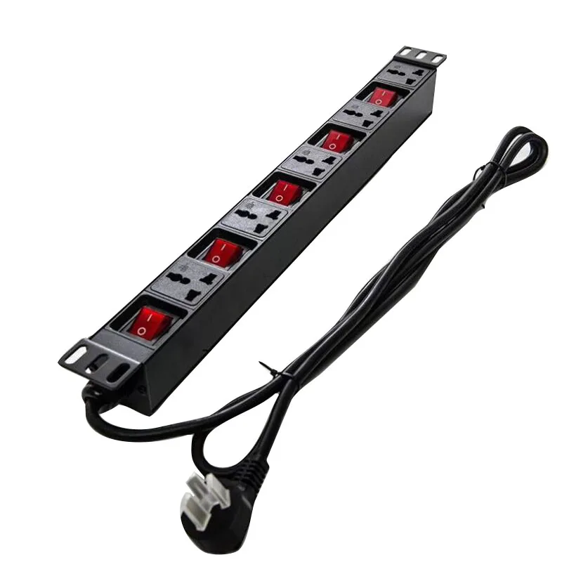 PDU шкаф Мощность полосы 6AC универсальный разъём гнездо расширения 10A 250V 2500W устройство защиты от перегрузки AU Мощность разъем PDU Мощность доска