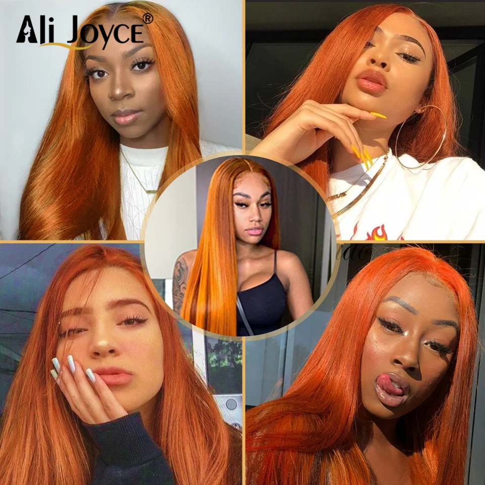 

Long Straight Wig For Black Women 131 T part Lace Wig Brown Orange Swiss Lace Wig Remy Hair Brazilian Human Hair Wigs Baby Hair
