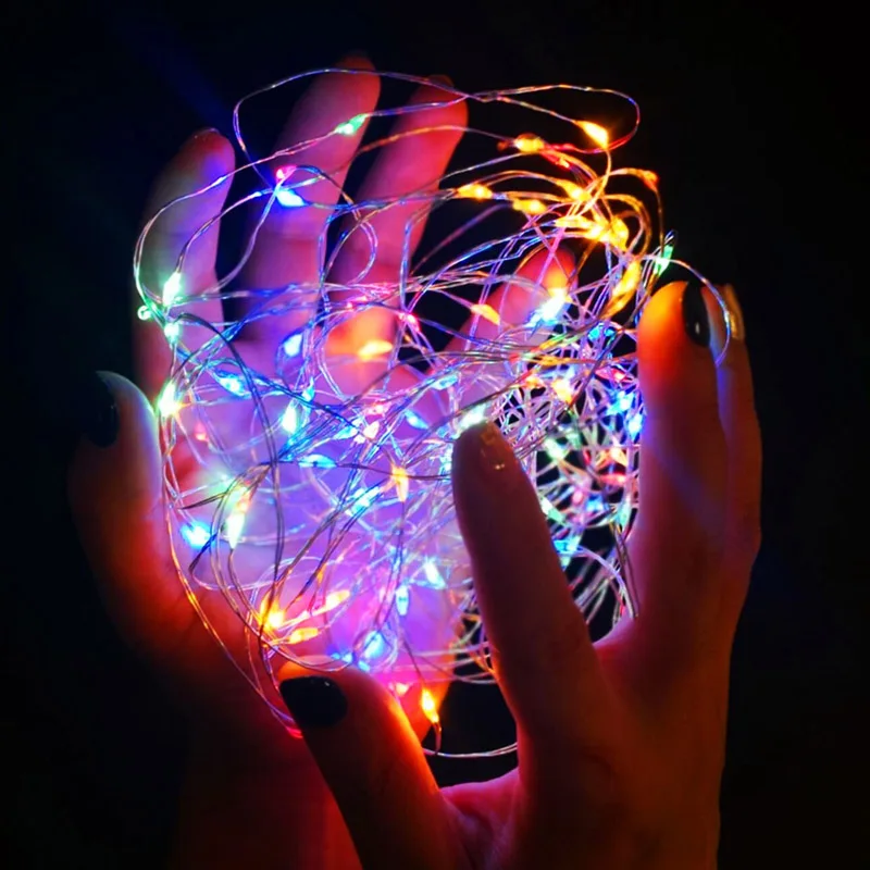 Светодиодный светильник на серебристой проволоке с питанием от USB/аккумулятора 2