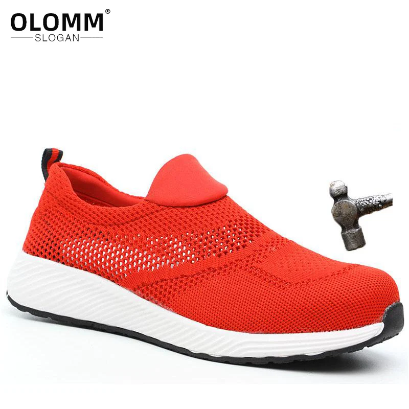 

Olomm Brand Summer Lightweight Steel Toecap Men Women Work & Safety Boots Breathable Male Female Shoes Plus Size 36-46