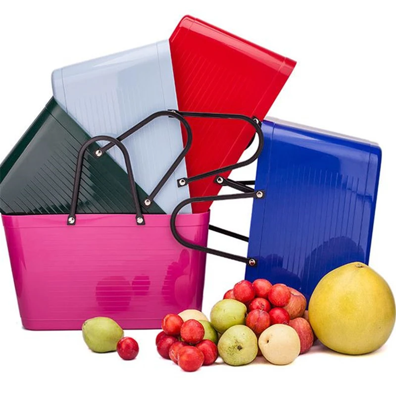 

Summer Portable Picnic Basket Fashion Eco-friendly Solid Color Beach Bag Home Large-capacity Bags