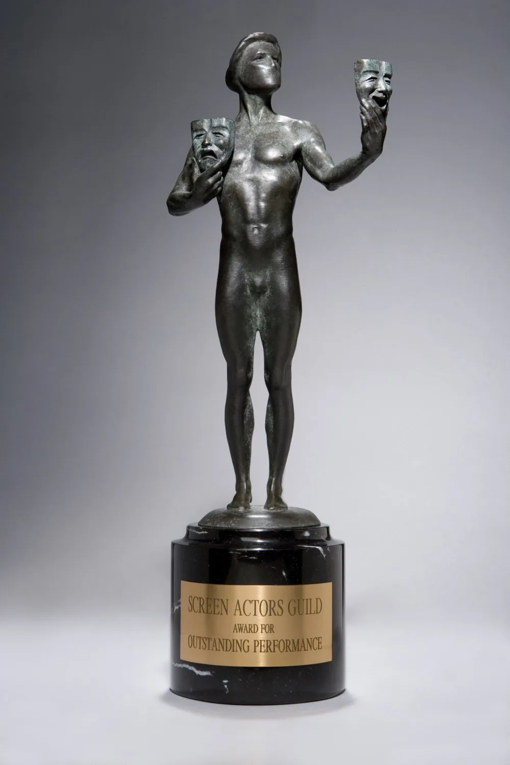 

The 1:1 Meta Brass Screen Actors Guild Award, Replica Screen Actors Guild Awards SAG trophy awards can be engraved