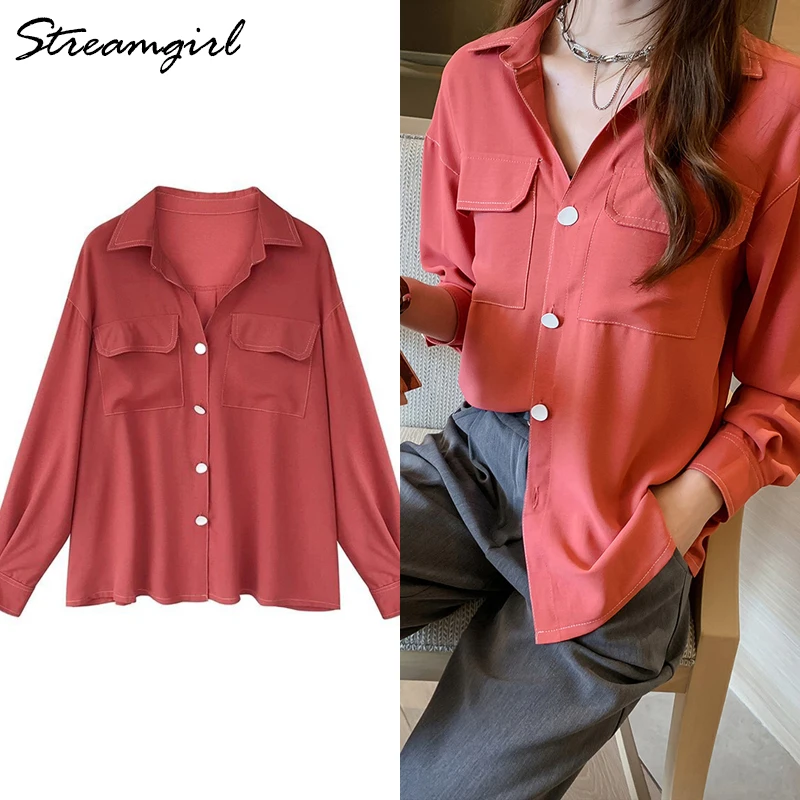 

Женские рубашки с длинным рукавом, шифоновая рубашка, летние топы, винтажная белая рубашка в стиле ретро для женщин, офисные красные рубашки...